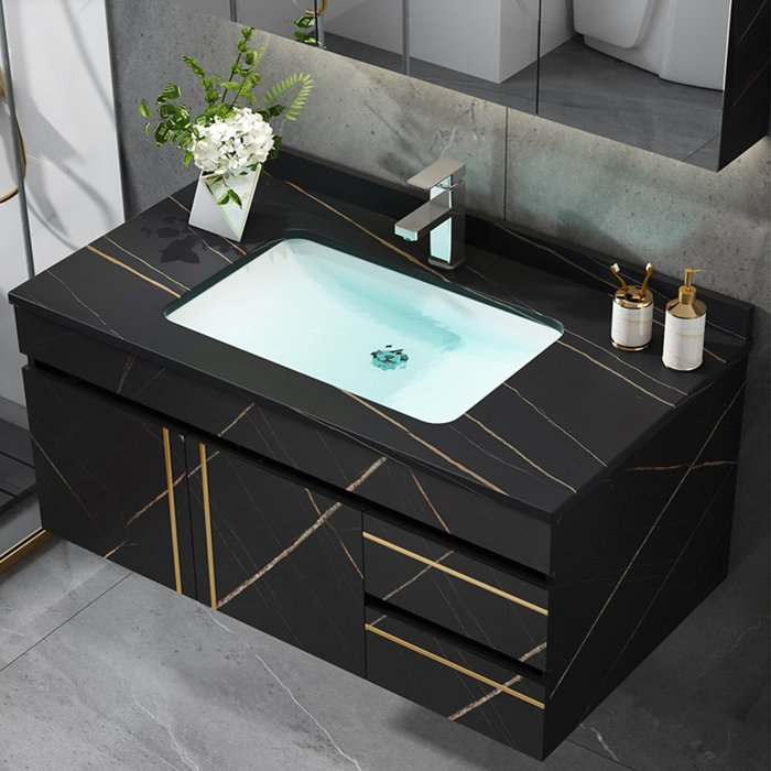 Mercer41 Sanes 35.4'' Wall Mounted Single Bathroom Vanity with